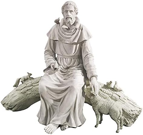 Design Toscano KY1390 In Nature's Sanctuary Francis of Assisi Religious Garden Statue, 49 inches wide, 37 inches tall, Handcast Polyresin, Antique Stone Finish by DesignToscano