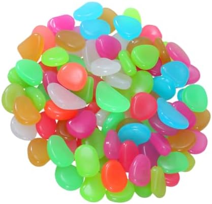 Glow in Dark Garden Pebbles 500pcs Resin Decorative Stones by Beaupretty