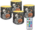 Halloween Pumpkin Skeleton Flickering Flameless Candles with Remote Battery Operated Candles with Timer Control LED Pillar Tea Lights for Indoor Outdoor Banquet Party Home Decorations by Merkmak