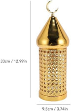 Gold Wind Lamp, Golden Candle Windproof Lamp, Retro Hollow Wind Lamp Iron Lantern for Wedding Party Decoration (Medium) - Image 3