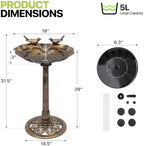 Magshion 31.5" Bird Bath with Solar Fountain for Outside, Bronze - Image 2