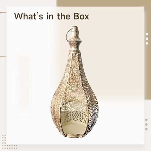 Decorative Candle Holder, Metal Hanging Light, Gourd Shaped Moroccan Lantern Lamp, Intricate Hollow Design, Elegant Bohemian Style for Home Decor, Living Room, Bedroom, Ramadan - Image 5