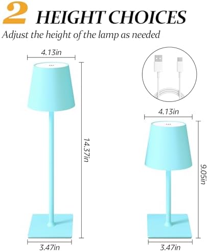 CHLORANTHUS 2 Pack Cordless Table Lamps, 3 Colors Stepless Dimming, 5000mAh Rechargeable Battery LED Desk Lamp for Bedroom/Couple Dinner/Desk/Cafe/Dining Room/Terrace - Image 4
