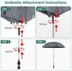OAOA innovation 2-in-1 Garden Kneeler with Umbrella, Kneeling Bench & Grey Umbrella, Portable Stool 330lb Capacity, Garden Tools Bag with Bottle Holder, Gardening Gift for Men Women Seniors - Image 4