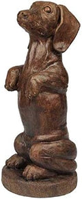 Solid Rock Stoneworks Begging Dachshund Statue 17in Tall Walnut Color by SolidRockStoneworksLLC