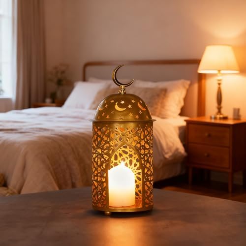 Candlestick Candle Barrels Moroccan Style Retro Lanterns Projection Lights Hollowed-Out Decorations Home Ramadan Hanging Outdoor Indoor Courtyard Porch Festival Weddings - Image 3
