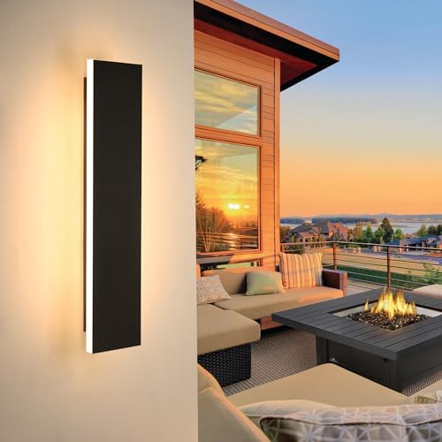 Outdoor Wall Light LED Long Wall Sconce 23.63in Ip65 Waterproof Black Modern Outdoor Lights 3000k 20W Metal Exterior Light Fixture For Porch Light Patio Front Door Yard Garden Villa Living Room by YCMGEAD