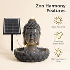 Large Buddha Statue Outdoor Solar Water Fountain, Quiet Automatic Waterfall Feature, Zen Garden Decorative Fountain, Relaxation Landscape Ornament for Patio, Balcony, Lawn & Yard - Image 4