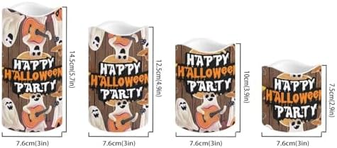 Happy Ghost Flameless Candles with Remote Timer Battery Operated Candles with Flickering Flame Color Changing Pillar Candles Light Halloween Party Outdoor Home Table Decor - Image 2