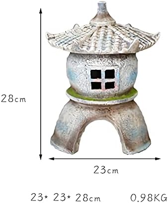 Polyresin Asian Pagoda Lantern Figurine Solar Powered Zen Pagoda Outdoor Statue, Waterproof Garden Sculpture, 11.02" Tall - Image 7