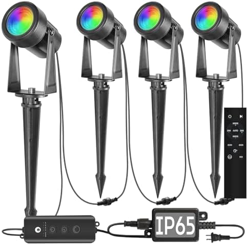 SUNTHIN 4 Pack Outdoor RGBW Landscape Lights, Color Changing Spot Uplights by SUNTHIN