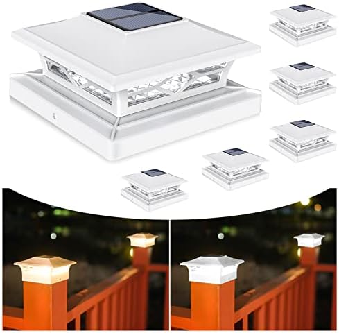 VOLISUN 6Pack Solar Post Cap Lights, 2 Color Modes Deck Lights, White by VOLISUN