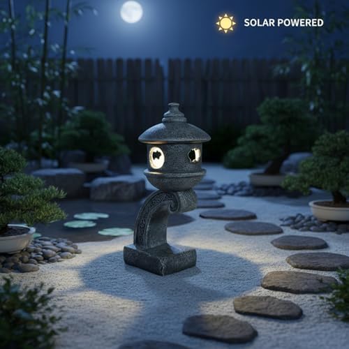 Grey Resin Pagoda Garden Statue Japanese Garden Decor – Outdoor Zen Atmosphere Pagoda Statue - Image 4