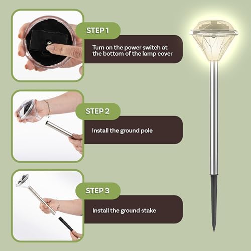 24-Pack LED Solar Outdoor Waterproof Garden Lights - Cold White Solar Pathway - Yard, Driveway, or Landscape Lighting by Pure Garden (Silver) - Image 4