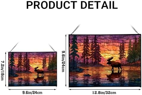 Moose Wading Through Shimmering Lake Rectangular Stained Glass Suncatcher – Hanging Window Panel with Animal & Nature Scene – Vibrant Glass Art Gift for Wildlife, Fantasy, Nature Lovers Id2VhA - Image 4