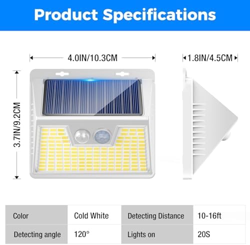 Peasur Solar Outdoor Lights [20 Pack/140LED], 3000K Solar Motion Sensor Outdoor Powered Security Lights 3 Working Modes Waterproof for Outside Garden Yard, White Frame - Image 7