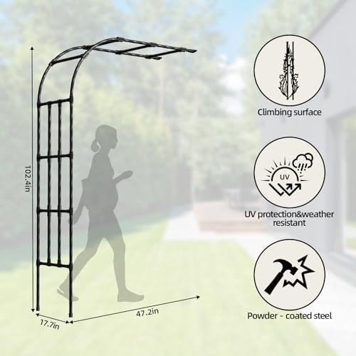 Half Side Garden Arch Trellis for Climbing Plants Outdoor,4FT×8.5FT - Image 2
