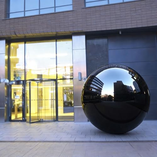 1 Pcs Gazing Globe Mirror Ball, Polished Reflective Smooth Garden Ball Sphere, Colorful and Shiny Addition to Any Garden Or Home Decoration, Black(Size:12.59in/32cm) - Image 5