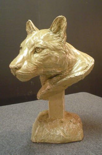 Hand Sculpted Cast Bronze Collection Sculpture Fine Art Wildlife Panter, Cougar, Mountain Lion Bust (Finish Shale, Sandstone & Bronze) - Image 4