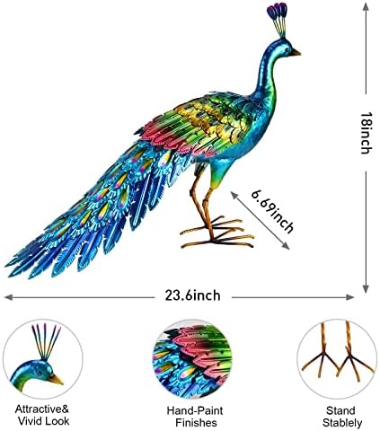 chisheen Metal Peacock Statue Garden Decor Yard Art Outdoor Gift for Women - Image 2