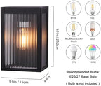 Cerdeco 9" Modern Outdoor Wall Light with Striped Tempered Glass,2 Pack - Image 5