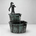 MoNiBloom Outdoor Water Fountains, 27" Tall 2-Tier Barrel, Green by Monibloom