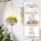 Huquary 3 Pack Macrame Hanging Plant Hanger with Grow Light,White - Image 2