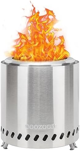 Portable Table Top Fire Pit with Stand, 8.6" Stainless Steel Mini Outdoor Low Smoke Burning Tabletop Firepit Fueled by Pellets or Wood, for Outside Camping by COOZOOM