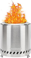 Portable Table Top Fire Pit with Stand, 8.6" Stainless Steel Mini Outdoor Low Smoke Burning Tabletop Firepit Fueled by Pellets or Wood, for Outside Camping by COOZOOM