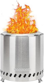 Portable Table Top Fire Pit with Stand, 8.6" Stainless Steel Mini Outdoor Low Smoke Burning Tabletop Firepit Fueled by Pellets or Wood, for Outside Camping by COOZOOM