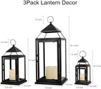 NEEDOMO Lanterns Decorative Outdoor&Indoor, Set of 3 Outdoor Lanterns for Porch, Vintage Candle Lantern Decor for Living Room, Fireplace, Fall, Christmas, Garden, Wedding, Yard, Bronze - Image 4