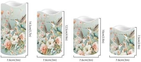 Green Hummingbird Plastic Flameless Candles with Remote Control and Timer LED Flickering Battery Operated Color Changing Electric Pillar Candles for Table Weddings Gifts Home Decoration - Image 2