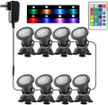 Pond Lights, Submersible Fountain Lights Underwater Colored LED Spotlight, Outdoor Landscape Spot Light RGB IP68 Waterproof Dimmable for Pond Fountain Waterfall (8 Lights) by GZKANFUL
