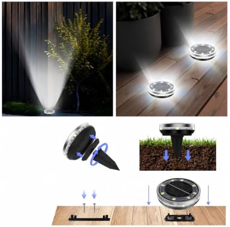 Solar Ground Lights, Solar Garden Light Outdoor 8 LED Disc Underground,for Patio Pathway Lawn Yard - Image 2