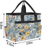 Garden Tool Bag Organizer Garden Tote Bag with Pockets Print Pattern Floral Tool Storage Organizer Gardening Tool Kit Holder 13" x 6.8" x 2.8" - Image 3