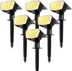 TECKNET Solar Spot Lights Outdoor Waterproof, 59 LEDs, Warm White, 6 Pack by Tecknet