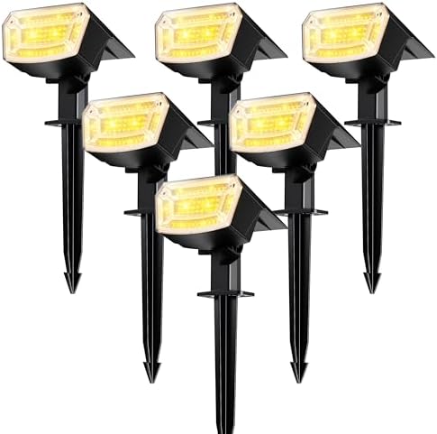 TECKNET Solar Spot Lights Outdoor Waterproof, 59 LEDs, Warm White, 6 Pack by Tecknet