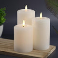 LumiPur Essentials Natural Glow Flameless Flickering Wax Pillar 3 Pack LED Candles (3" x 4" 5" & 6") Winter White by LumiPur