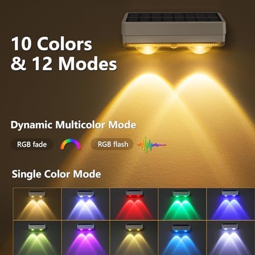 VOLISUN Solar Fence Lights Outdoor 16 Pack, 50Lumen RGB Color Changing - Image 3