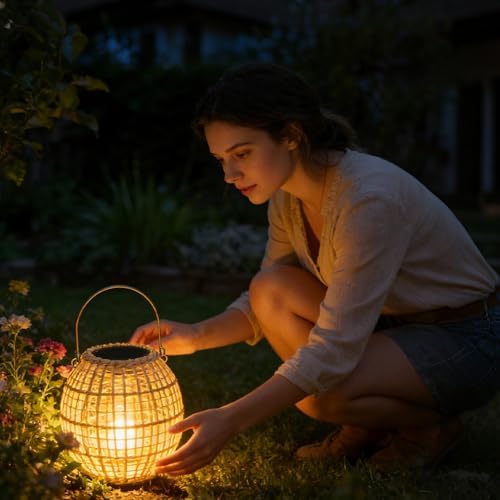 Solar Outdoor Lanterns Hangable Weatherproof Rattan Lamp - Image 3