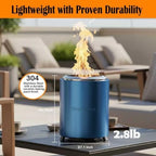 Portable Flame Adjustment Tabletop Fire Pit, VivaGarden Smokeless Table Top Fire Pit, Wood Burning & Pellets Outdoor Camping Stove with Carry Bag, Forks and Mat (9.7x7.1 Inch, Blue) - Image 4