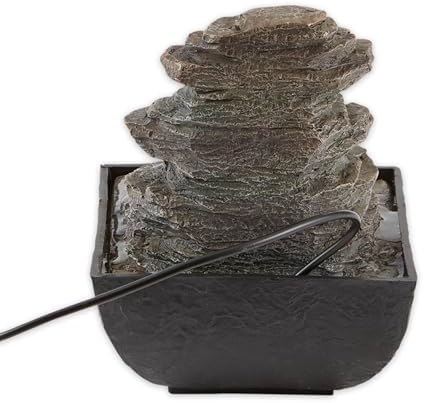 Zingz & Thingz Zen Collection Resin Tabletop LED Water Fountain, Tiered Rock, 5.25x5.25x7 - Image 2