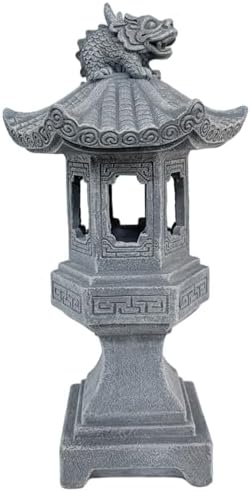 Pagoda Lantern Pagoda Garden Statue, Resin Solar Japanese Lantern, Decorative Zen Garden Landscape for Yard Patio Lawn, Style1 - Image 2