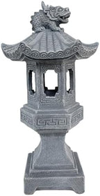 Pagoda Lantern Pagoda Garden Statue, Resin Solar Japanese Lantern, Decorative Zen Garden Landscape for Yard Patio Lawn, Style1 - Image 2