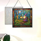 Gnome with Lantern Stained Glass Suncatcher – Square Hanging Window Panel for Home, Garden, Nursery, Halloween, Christmas, Memorial Day – Whimsical Glass Art Gift for Gnome Lovers k7q0lr - Image 4