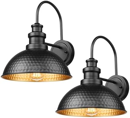 Outdoor Barn Lights,11.5 Inch Farmhouse Exterior Wall Sconce, Black, 2 Pack by CASIA