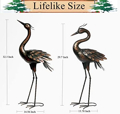 Shorayn Metal Crane Garden Statue, Garden Sculptures & Statues, Bronze Crane Ornaments Yard Art for Backyard Patio Lawn Decorations - Image 2