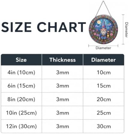 Gnome Holding Lantern Amidst Flowers and Moon Stained Glass Suncatcher 12in - Image 5