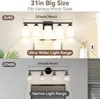VerRon 5-Light Bathroom Light Fixtures, 31" Black Modern Vanity Lights - Image 6