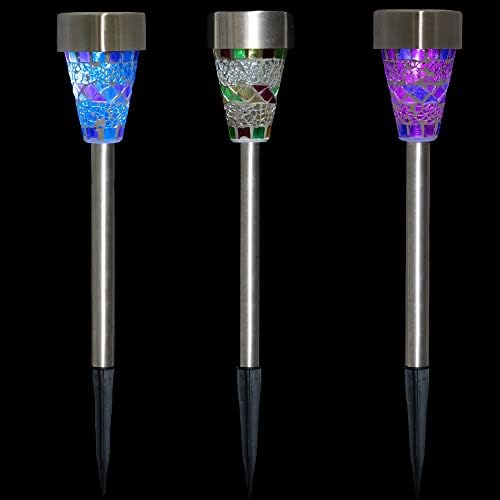 Northlight 3 Mosaic Stained Glass Solar Powered LED Pathway Markers 15.5" - Image 4